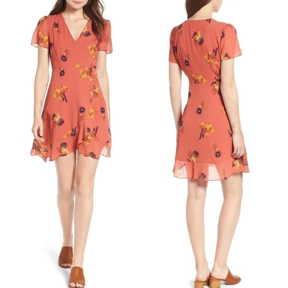 Madewell Dresses & Skirts - Madewell Posy Cactus Flower Wrap Dress In Spiced Rose Size 4